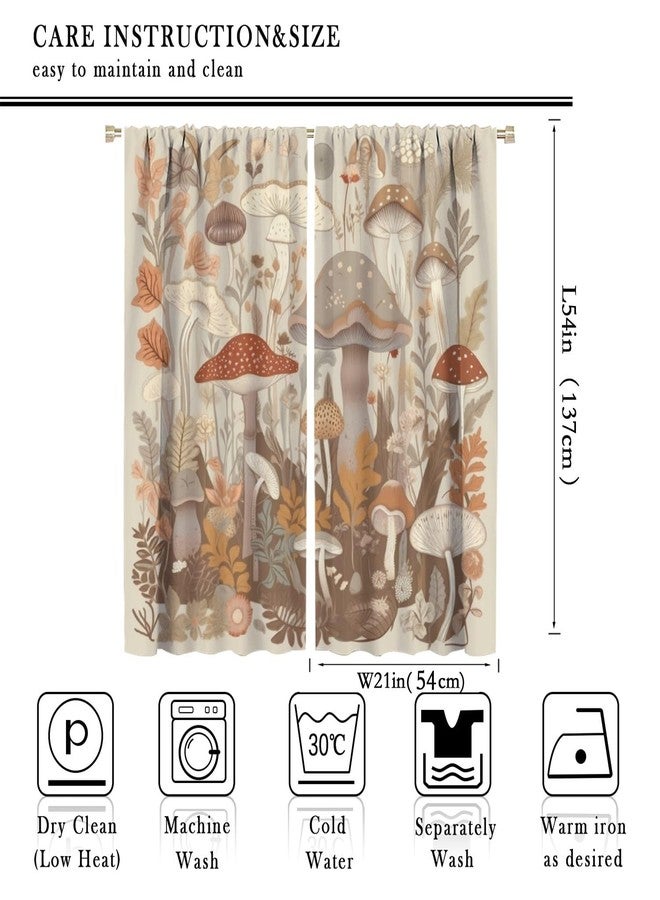 LOMADIA Mushroom Blackout Curtains,Colorful Cartoon Plant Botanical Print Patterm Home Decor Window Rod Pocket Curtains for Bedroom Living Room Kitchen Nursery Drapes 42x54in - Image 2